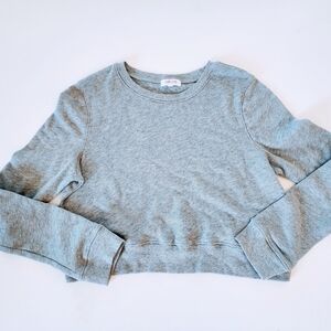 Goldie Lewinter Gray Crew Neck Long Sleeve Soft Textured Minimalist-Size XS